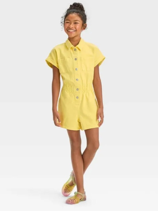 Cat & Jack Other - Cat & Jack girls Yellow Short-Sleeve Romper size 8